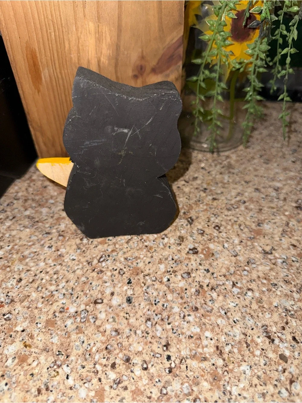 Primitive Wooden Black Cat Holding Star Halloween Shelf Sitter – 4 Inch